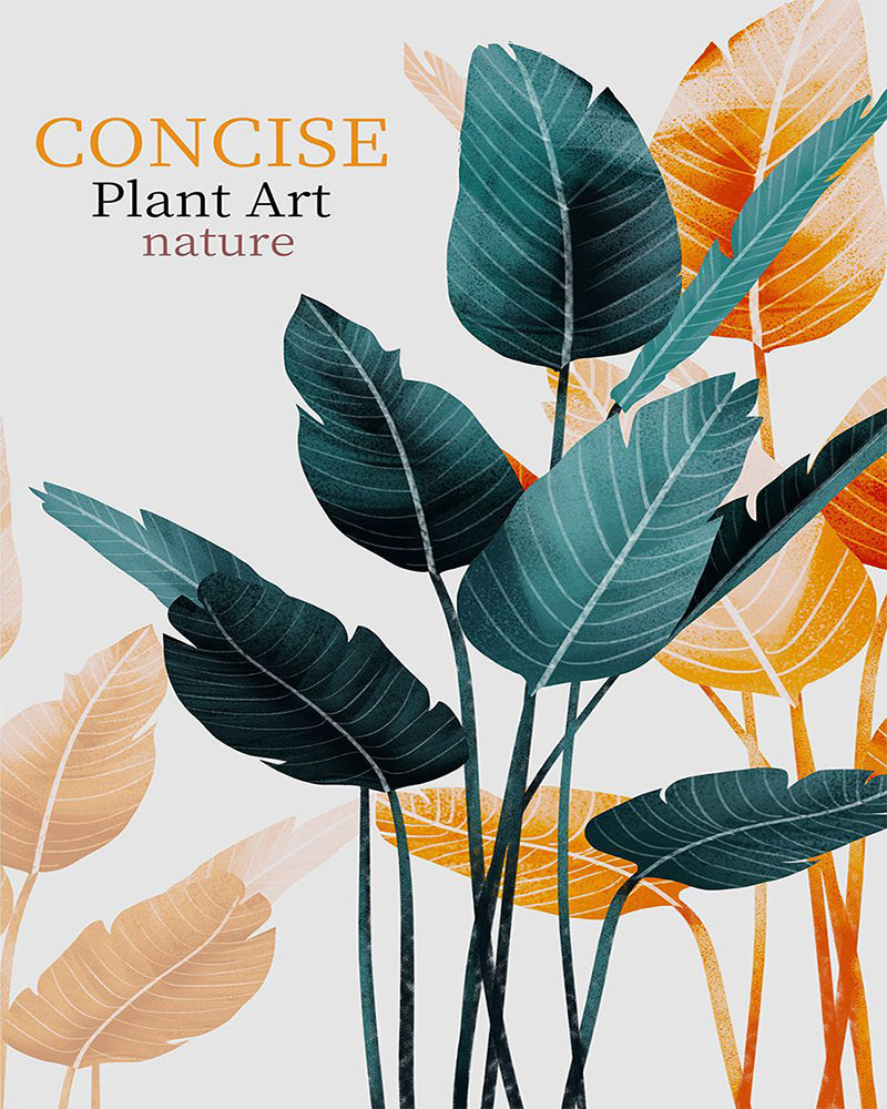 Teal and Amber Botanical Leaves - 40x50 cm paint by numbers kit