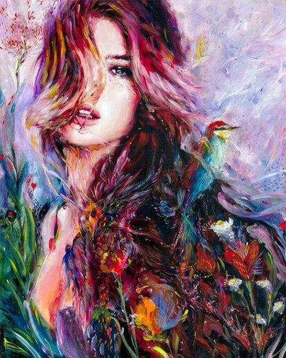Vibrant Woman with Bird - 40x50 cm paint by numbers kit