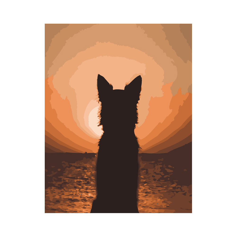 Dog Watching the Sunset - 40x50 cm paint by numbers kit