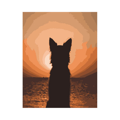 Dog Watching the Sunset - 40x50 cm paint by numbers kit