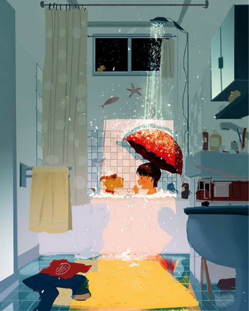 Umbrella Bath Day - 40x50 cm paint by numbers kit