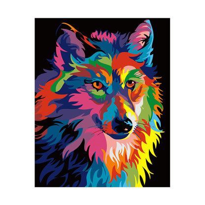 Rainbow Wolf Portrait - 40x50 cm paint by numbers kit