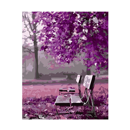 Purple Garden Bench - 40x50 cm paint by numbers kit