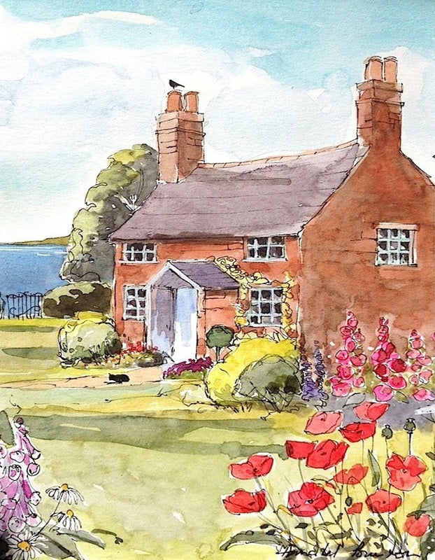 Brick Cottage Garden - 40x50 cm paint by numbers kit