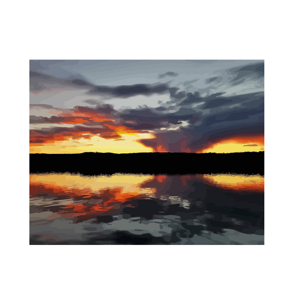 Dramatic Sunset Reflection - 40x50 cm paint by numbers kit