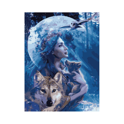 Moonlit Wolf Guardian - 40x50 cm paint by numbers kit