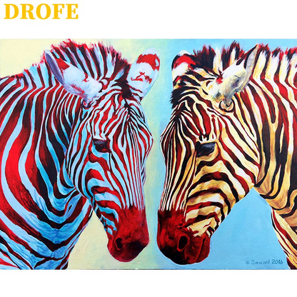Chromatic Zebra Pair - 40x50 cm paint by numbers kit
