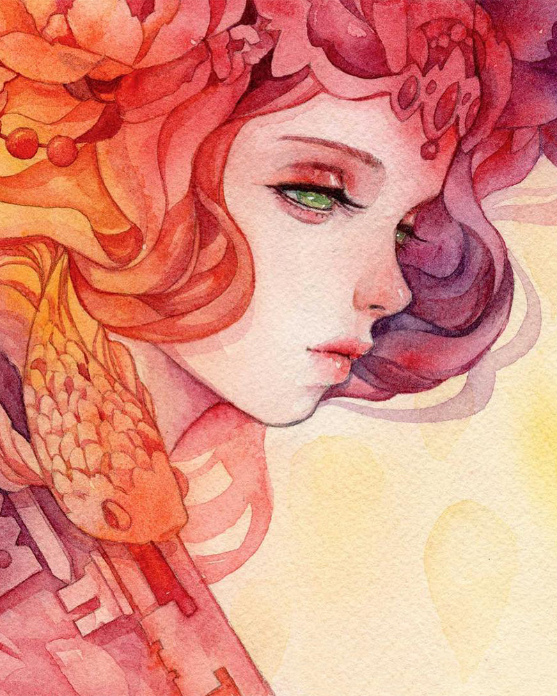 Crimson Koi Muse - 40x50 cm paint by numbers kit