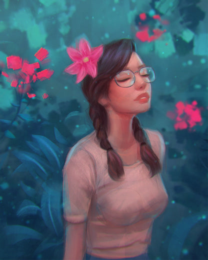 Girl in Teal Garden - 40x50 cm paint by numbers kit
