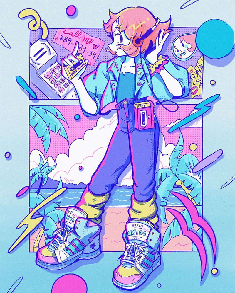 Retro Neon Beach Girl - 40x50 cm paint by numbers kit