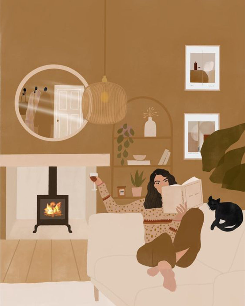Cozy Reading by the Fire - 40x50 cm paint by numbers kit