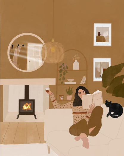Cozy Reading by the Fire - 40x50 cm paint by numbers kit