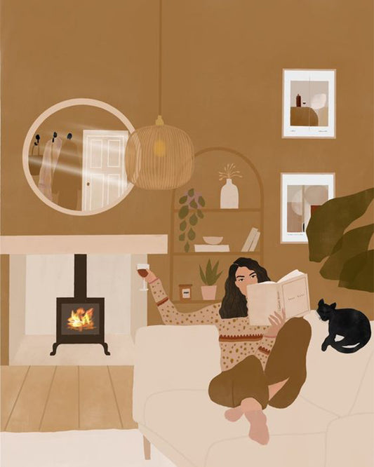 Cozy Reading by the Fire - 40x50 cm paint by numbers kit