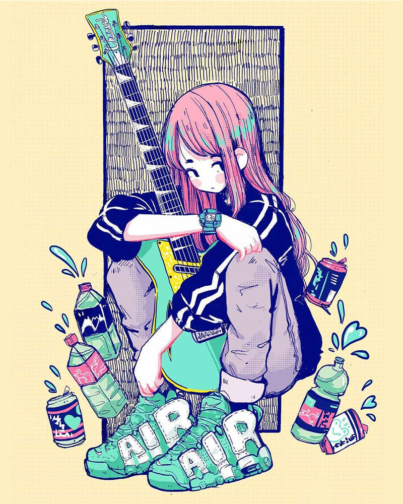 Guitar Girl in Pastel - 40x50 cm paint by numbers kit