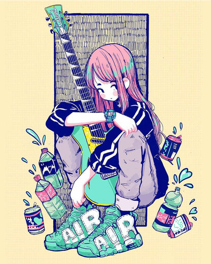 Guitar Girl in Pastel - 40x50 cm paint by numbers kit