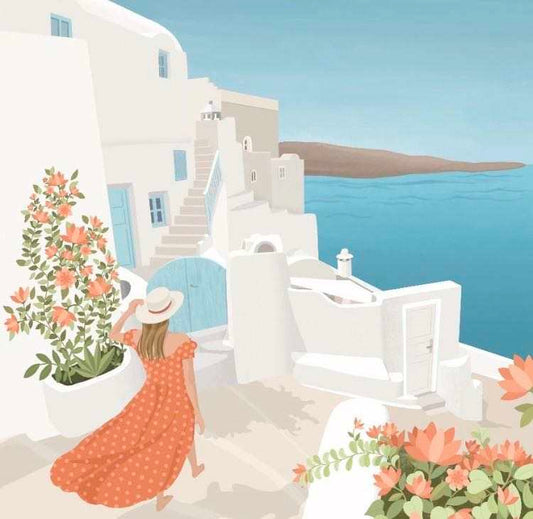 Santorini Seaside Walk - 40x50 cm paint by numbers kit