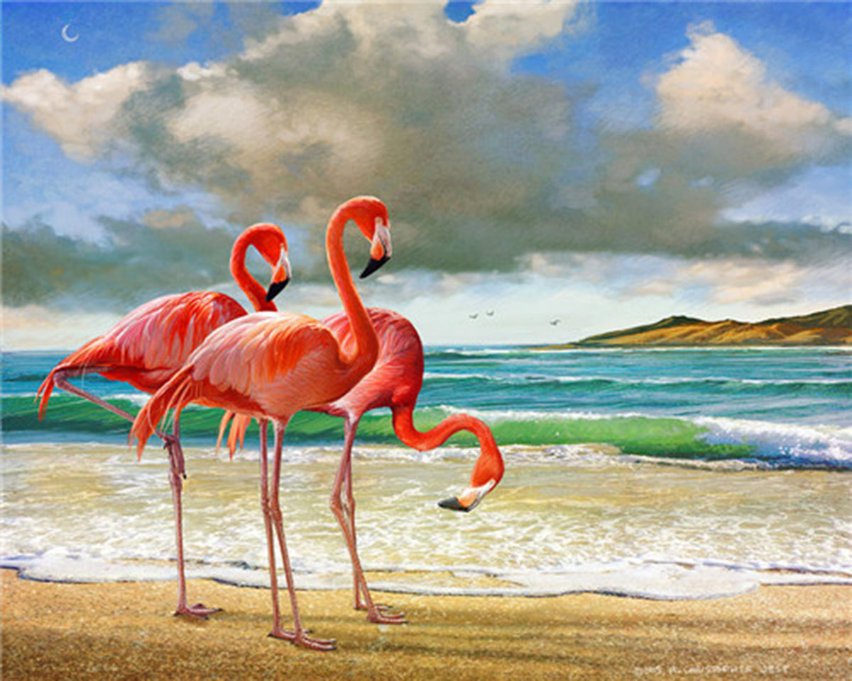 Flamingos by the Sea - 40x50 cm
