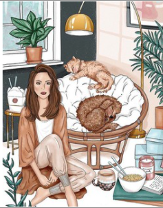 Cozy Room with Cats