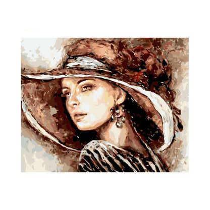 Elegant Woman in Wide Brim Hat