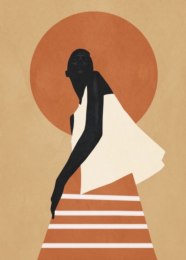 Minimalist Woman with Terracotta Sun