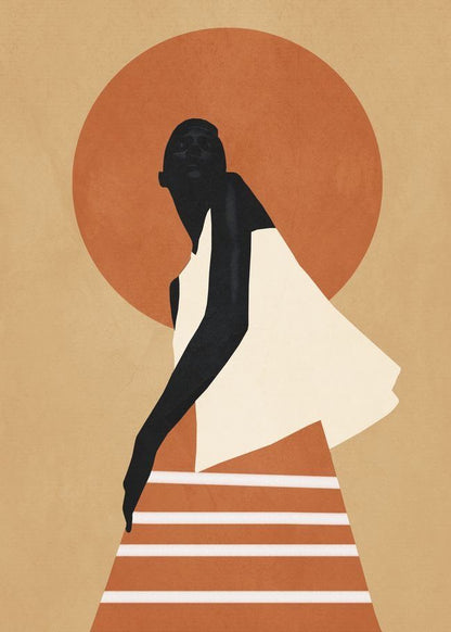 Minimalist Woman with Terracotta Sun
