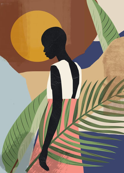 Abstract Tropical Woman with Sun