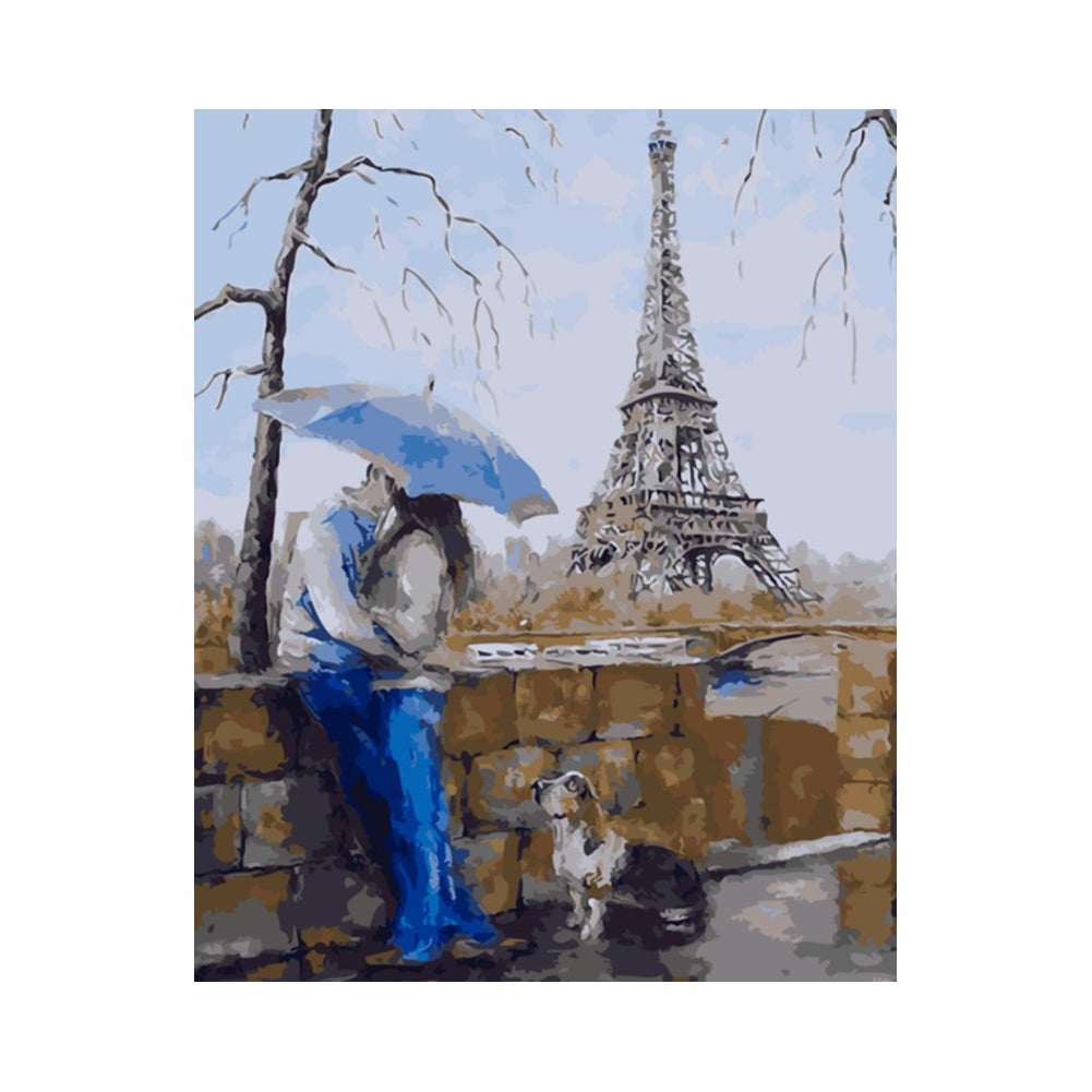 Paris Rain with a Little Dog - 40x50 cm paint by numbers kit