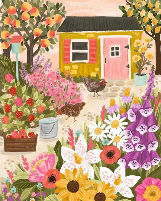 Cottage Garden with Chickens