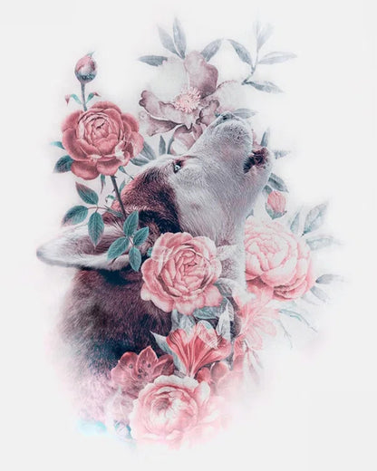 Blushing Dog in Roses