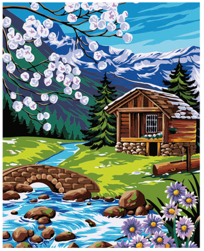 Alpine Cabin Stream - 40x50 cm