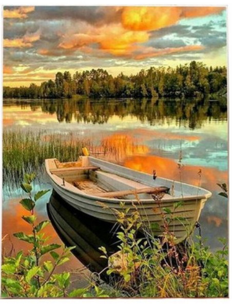 Sunset Rowboat Reflection - 40x50 cm paint by numbers kit
