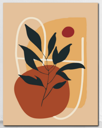 Minimal Terracotta Leaf Vase - 40x50 cm paint by numbers kit