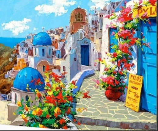 Sunlit Santorini Village - 40x50 cm paint by numbers kit