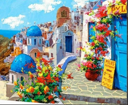 Sunlit Santorini Village - 40x50 cm paint by numbers kit