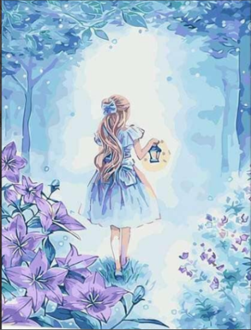 Lantern Girl in Enchanted Forest - 40x50 cm paint by numbers kit