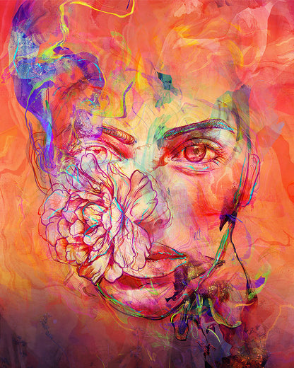 Abstract Floral Woman Portrait - 40x50 cm