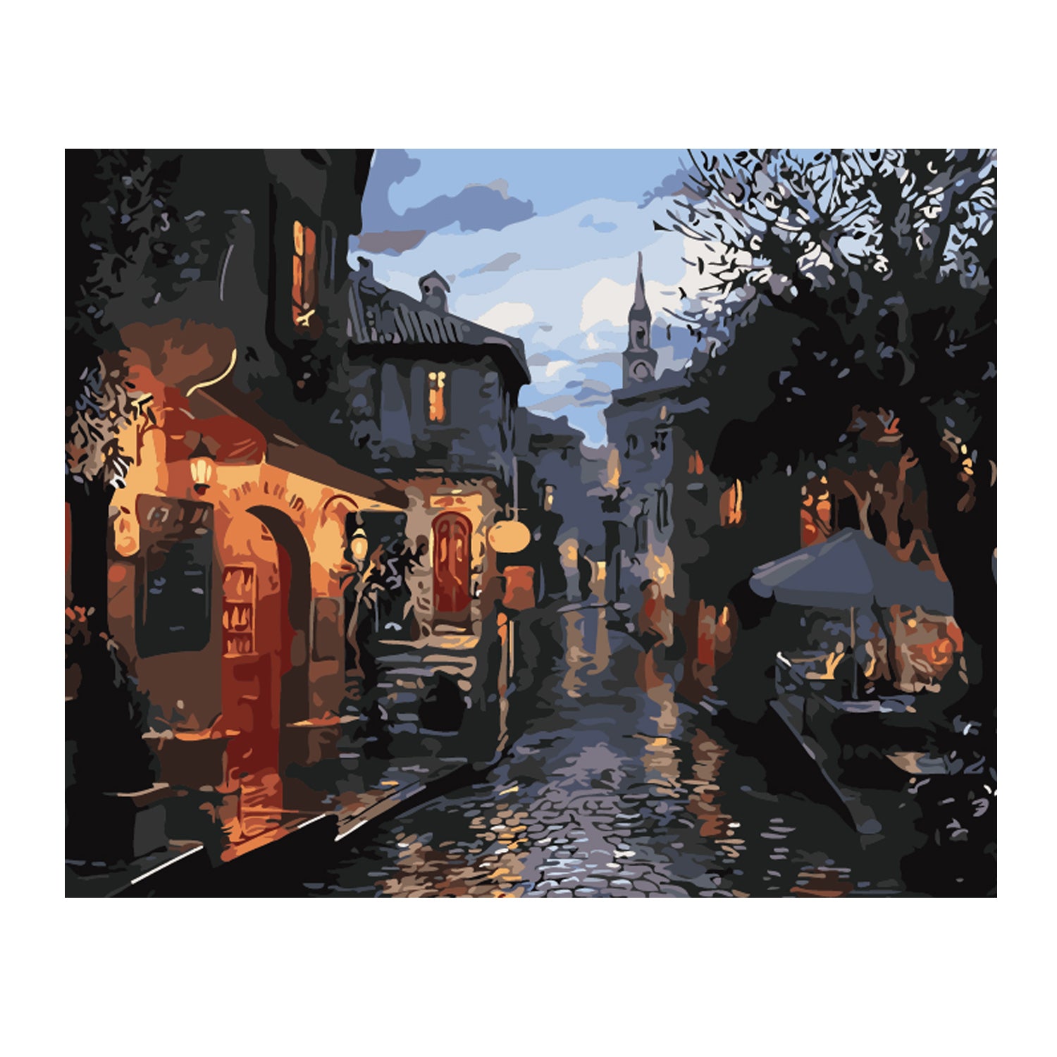 Lantern Street at Dusk - 40x50 cm paint by numbers kit