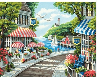 Seaside Village Street - 40x50 cm paint by numbers kit