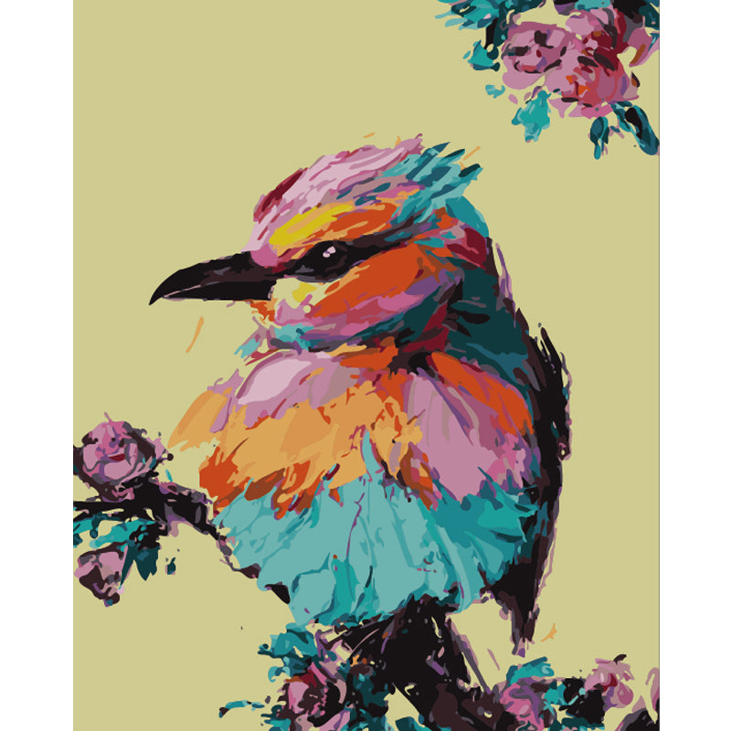Colorful Songbird on Blossoms - 40x50 cm paint by numbers kit