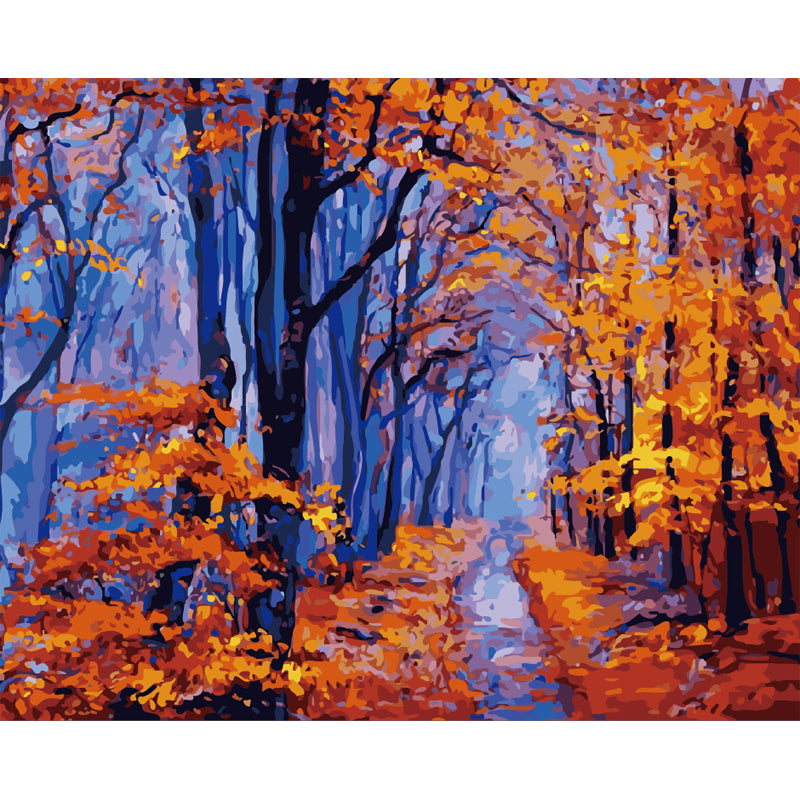 Blue Autumn Forest Path - 40x50 cm paint by numbers kit