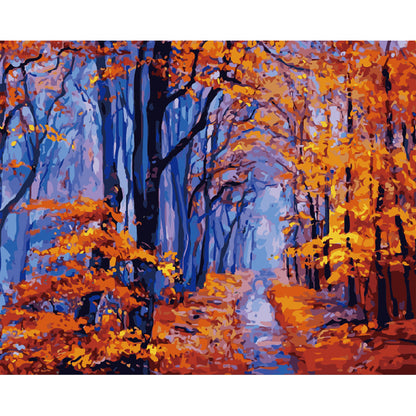 Blue Autumn Forest Path - 40x50 cm paint by numbers kit