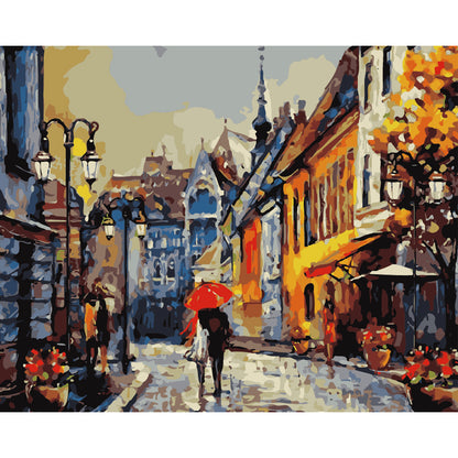 Rainy European Street - 40x50 cm paint by numbers kit