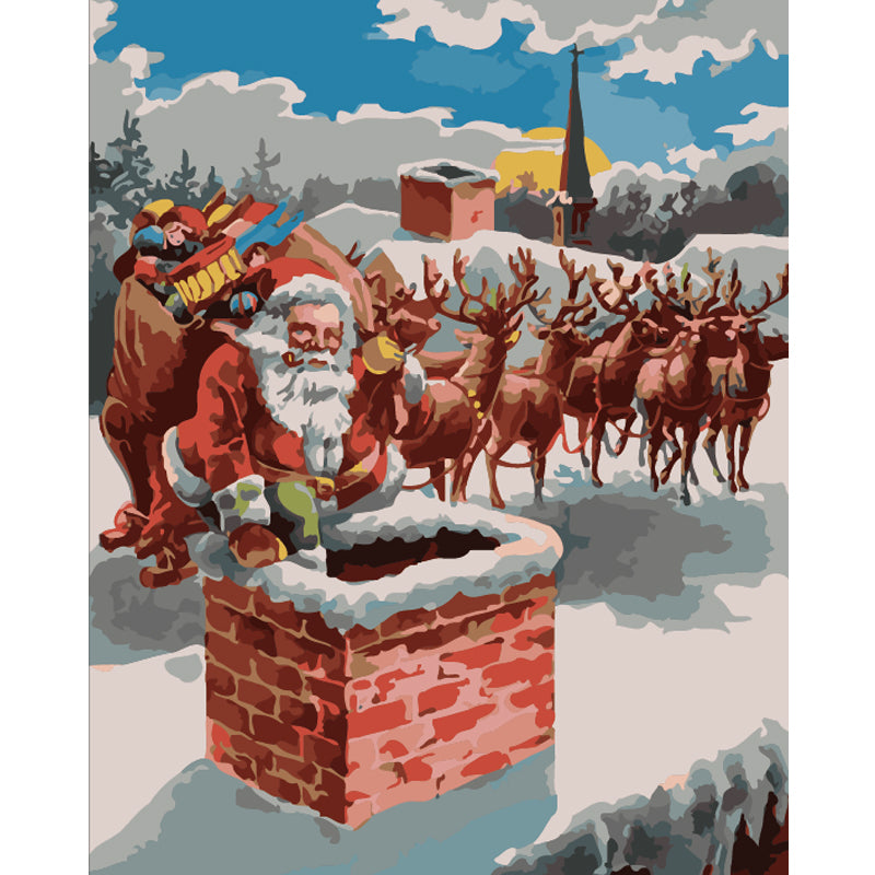 Santa and Reindeer Delivery - 40x50 cm paint by numbers kit