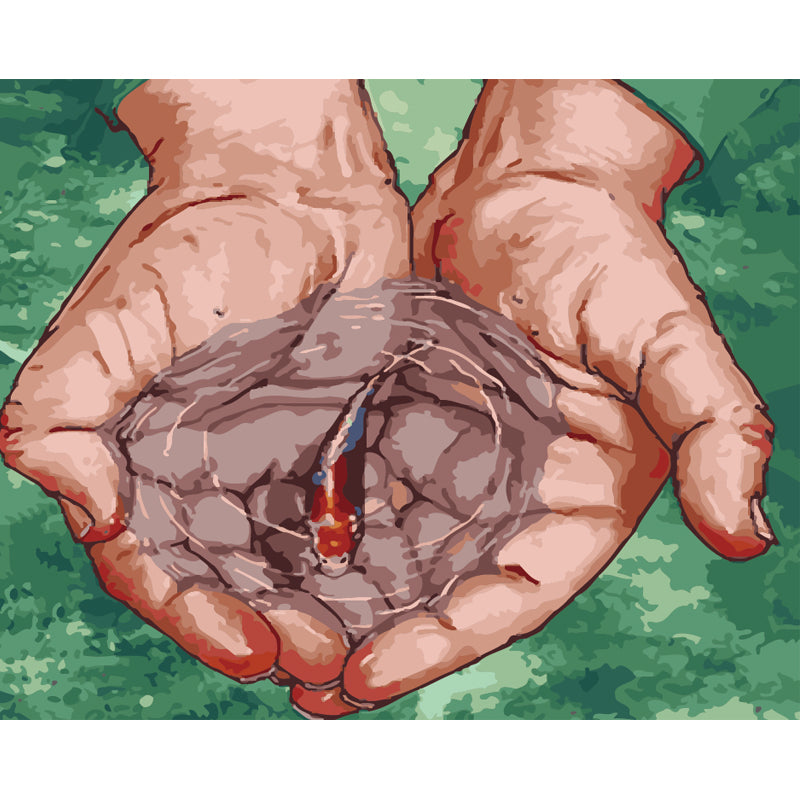 Tiny Fish in Caring Hands - 40x50 cm paint by numbers kit