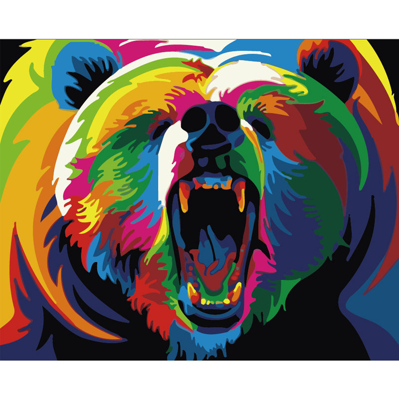 Rainbow Roaring Bear - 40x50 cm paint by numbers kit