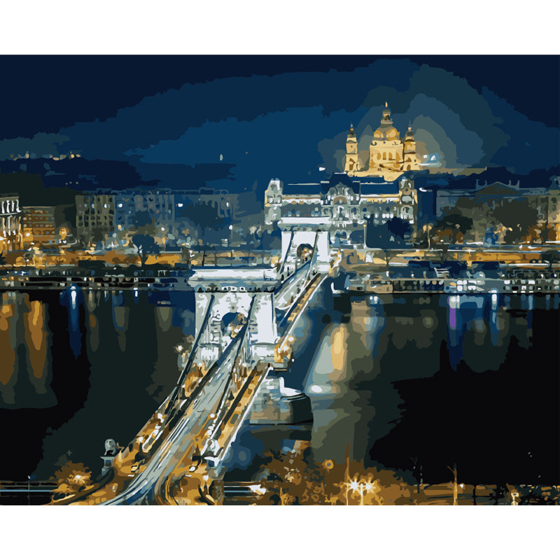 Golden City Bridge at Night - 40x50 cm paint by numbers kit