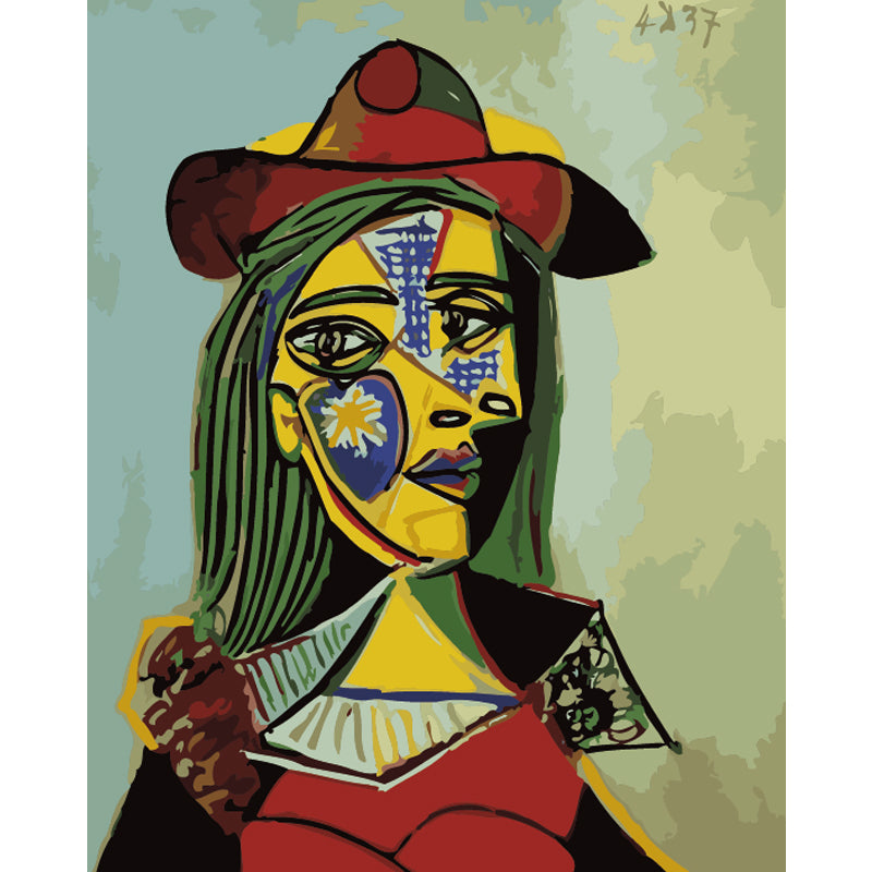 Cubist Woman in a Red Hat - 40x50 cm paint by numbers kit