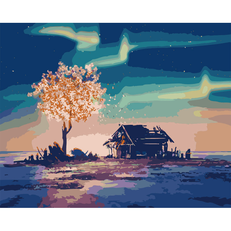 Dreaming Cabin Under the Aurora - 40x50 cm paint by numbers kit
