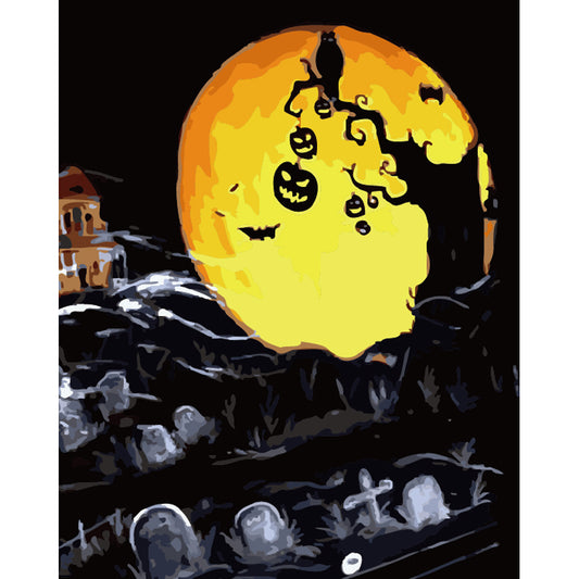 Haunted Moonlit Graveyard - 40x50 cm paint by numbers kit