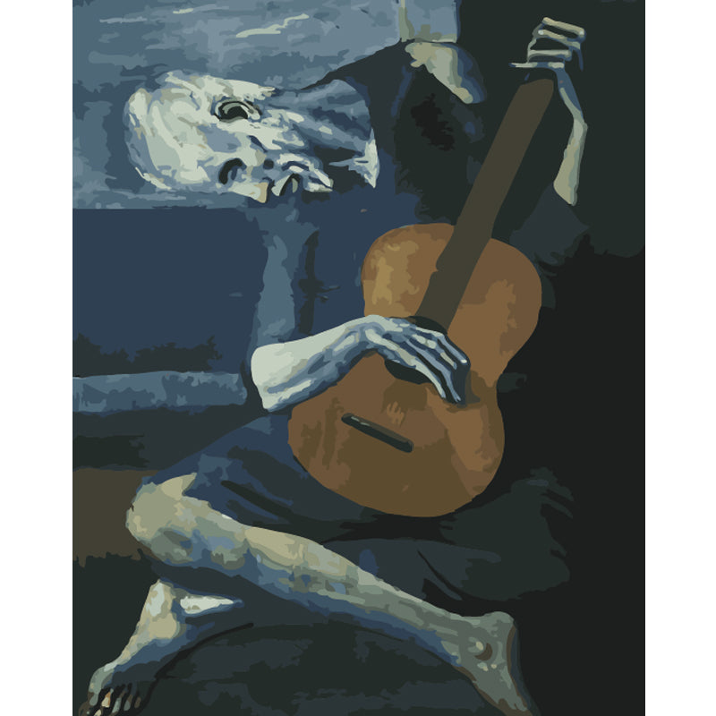 Melancholy Guitarist in Blue - 40x50 cm paint by numbers kit